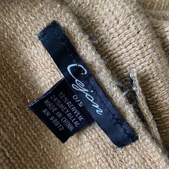 Cejon leopard print knit scarf glam sparkly gold brown resortwear quiet luxury - Picture 10 of 11